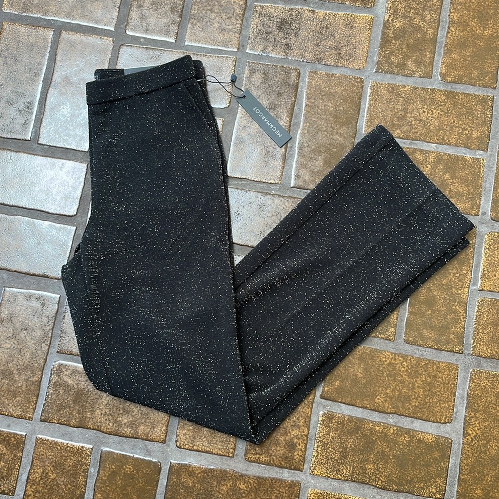 NWT Meg & Margot Black Glittery High Waist Pull-On Bootcut Pant